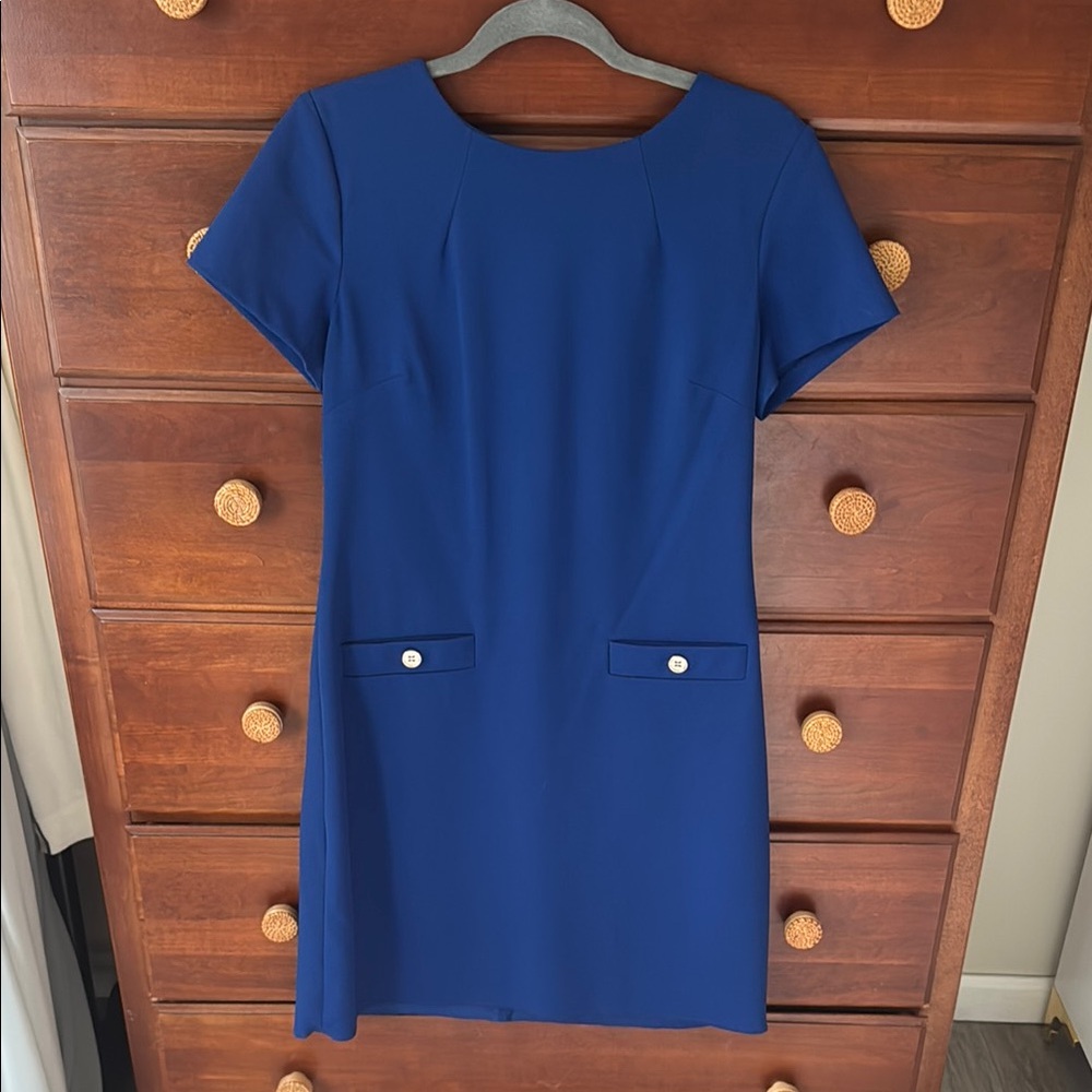 Tommy Hilfiger Blue Sheath Mini Dress Crew Neck Short Sleeve